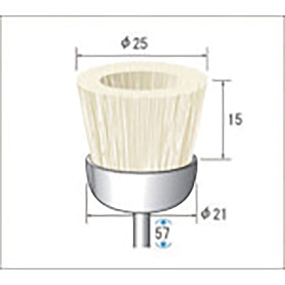 ナカニシ　毛ブラシ　ハード　豚毛　３本入　カップ型　φ２５×１５×軸φ３　５０２５７＿