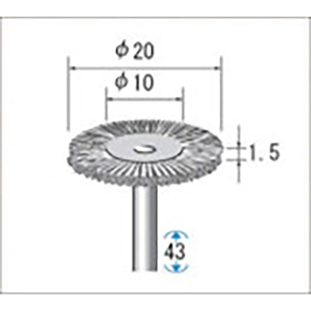 ナカニシ　ステンレスワイヤーブラシ　１０本入　ホイール型　φ２０×１．５×軸φ３　線φ０．１　５０＿