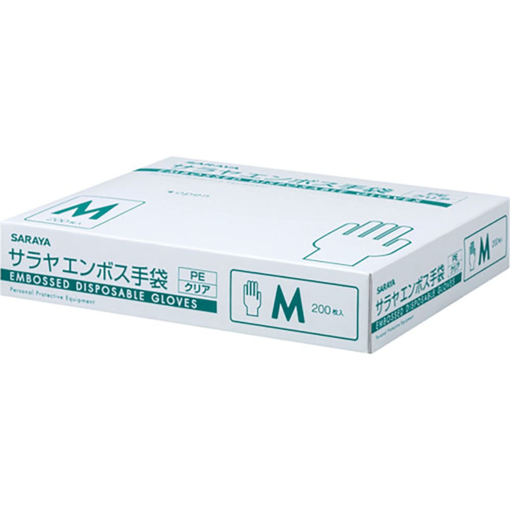 サラヤ　エンボス手袋　ＰＥクリア２００枚入　Ｍ　５１１８４＿