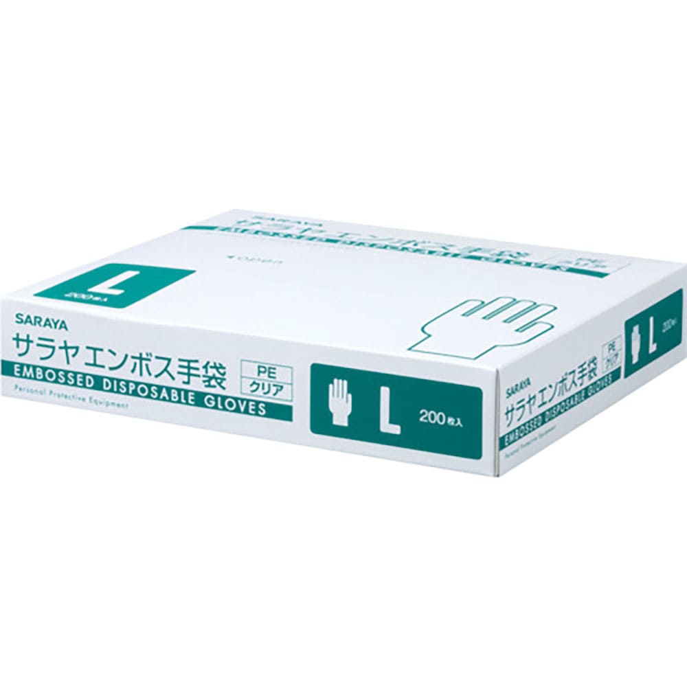 サラヤ　エンボス手袋　ＰＥクリア２００枚入　Ｌ　５１１８５＿