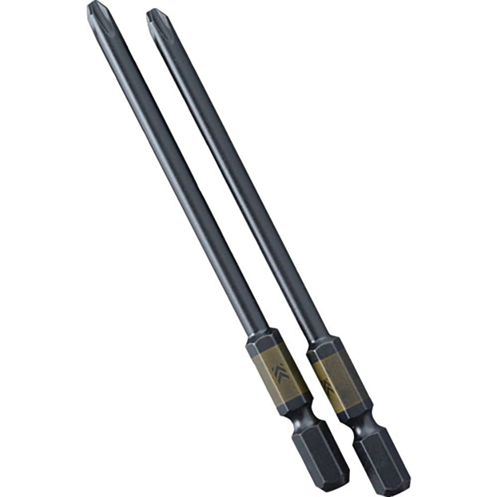 フジ矢　電動ドライバー用段付ビット　（黒金・２本組）＋２×１００ｍｍ　５２０２Ｄ－１００－ＢＧ＿