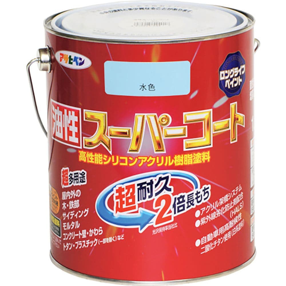 アサヒペン　油性スーパーコート　１．６Ｌ　水色　５４４２３０＿
