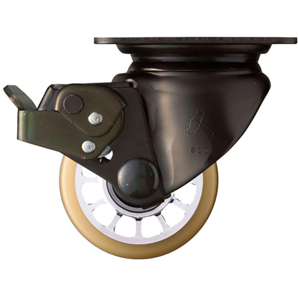 ハンマー　低床式プレートキャスター　低床式プレートキャスター　自在（ストッパー付き）　車輪径７５ｍ＿