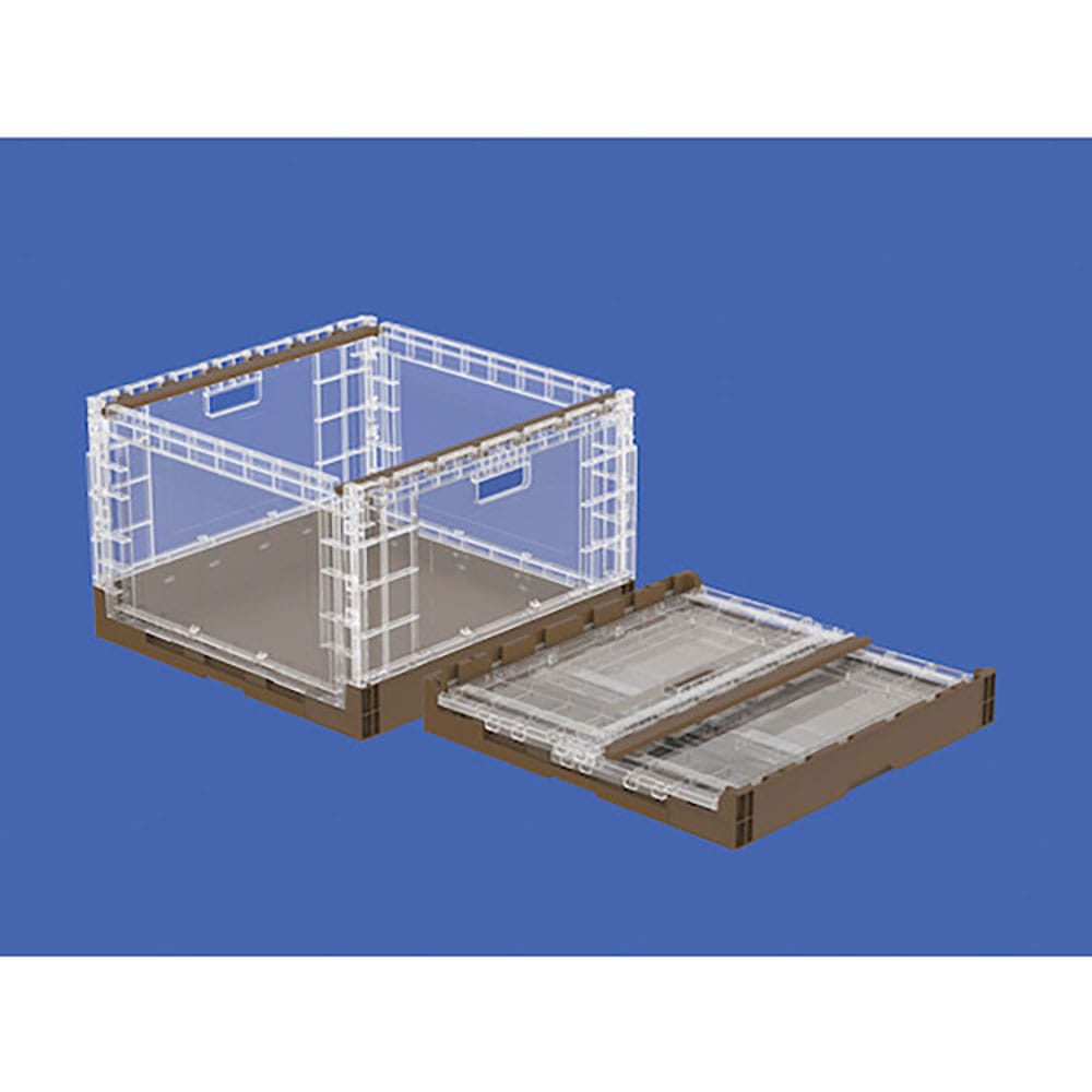サンコー　折りたたみコンテナー　５６１５１０　オリコンＥＰ８９Ｂ　透明／ブラウン　５６１５１０００＿
