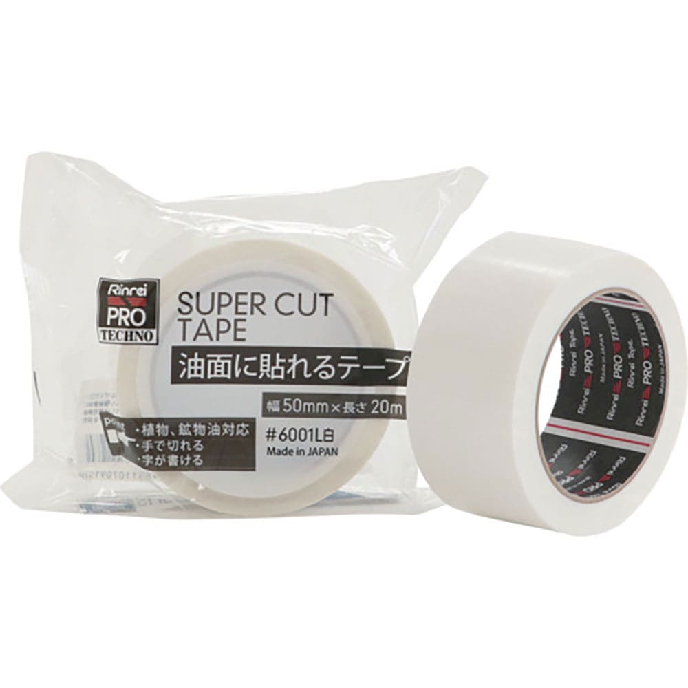リンレイテープ　油面に貼れるテープ　６００１Ｌ　５０×２０　白　６００１Ｌ－５０Ｘ２０－Ｗ＿