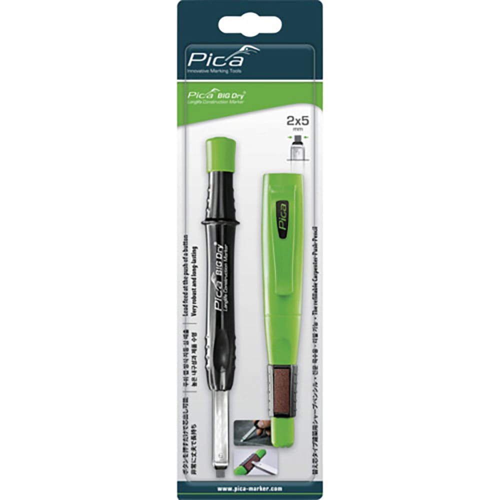 ピカマーカー　建築用シャープペンシル“ＢＩＧ　Ｄｒｙ”　平型芯２×５ｍｍ　黒２Ｂ　６０６０ＳＢ０３＿