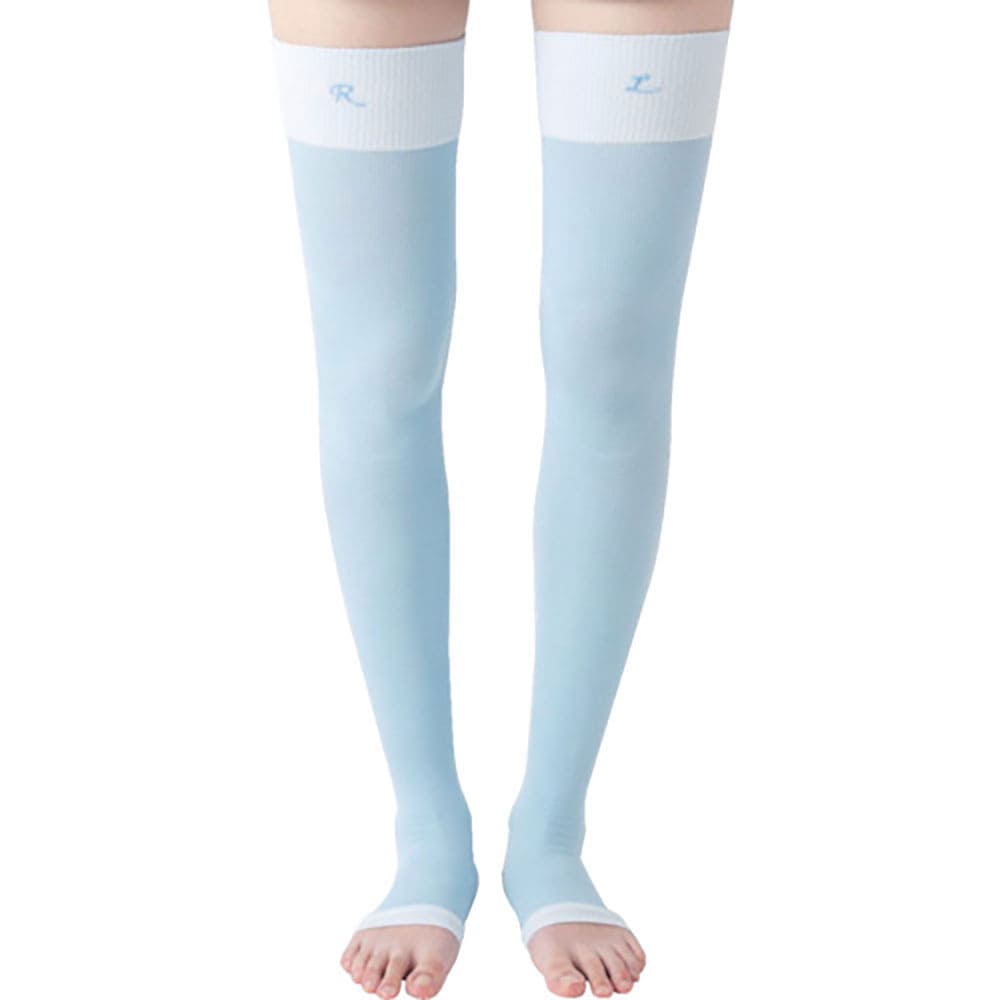 ｏｋａｍｏｔｏ　靴下サプリ　ひんやり寝ながらロングうずまいて血行を促すソックス２３－２５サックス　＿