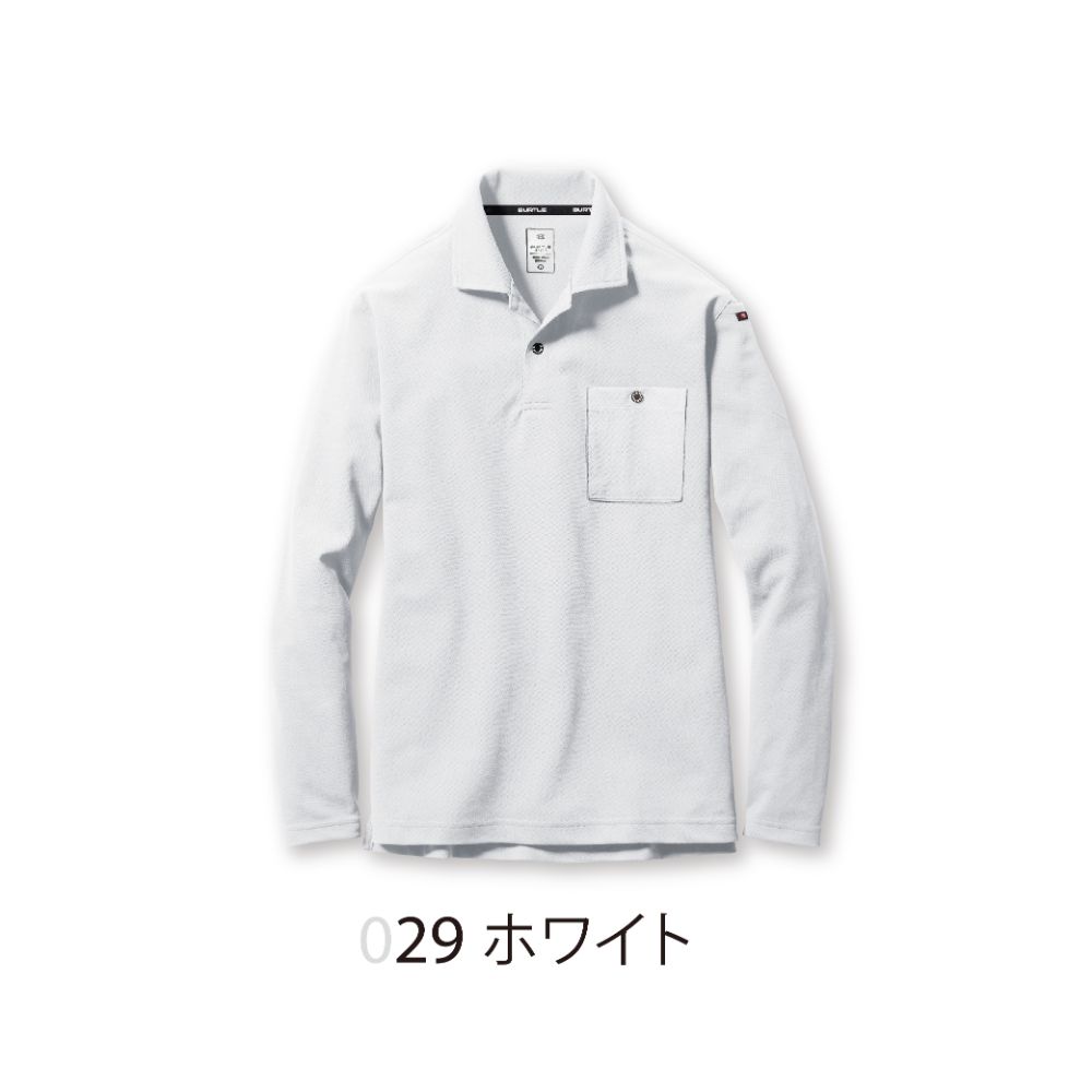 ＢＵＲＴＬＥ　長袖ポロシャツ６６５－２９－Ｍホワイト　６６５－２９－Ｍ