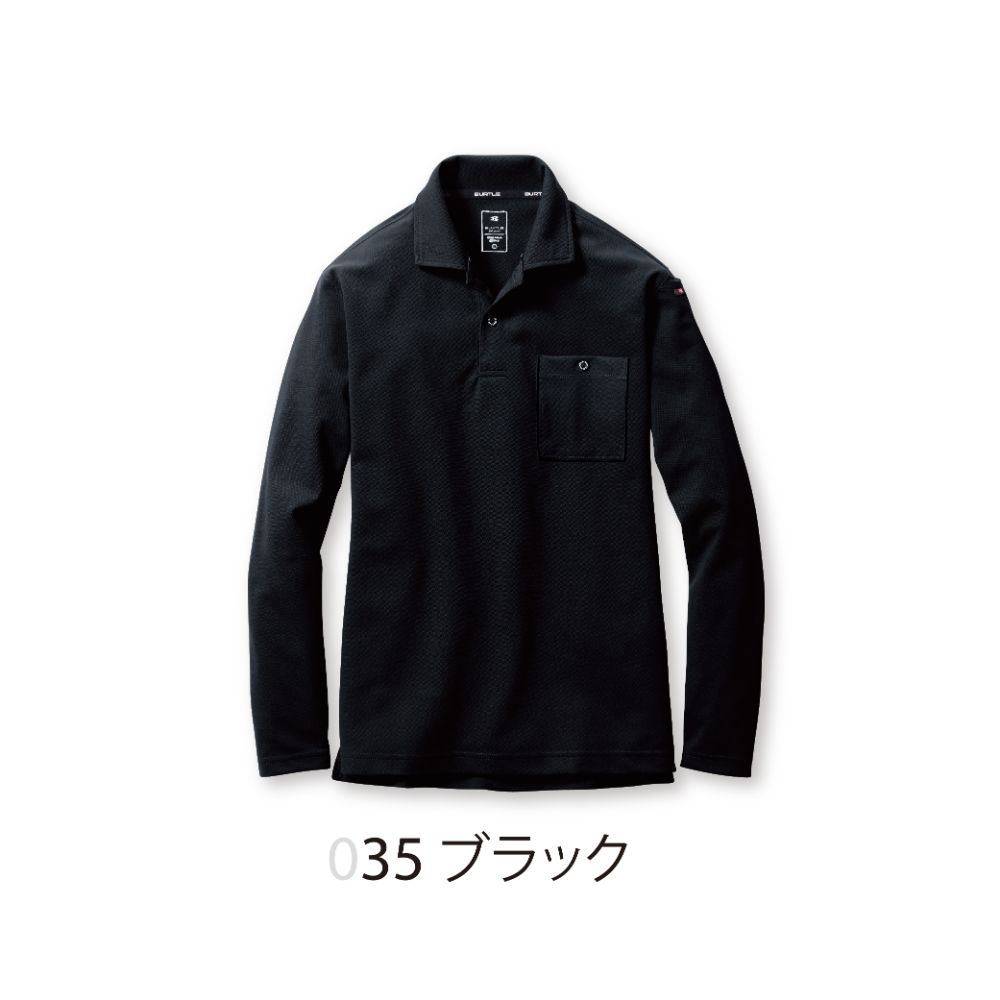 ＢＵＲＴＬＥ　長袖ポロシャツ６６５－３５－Ｌブラック　６６５－３５－Ｌ