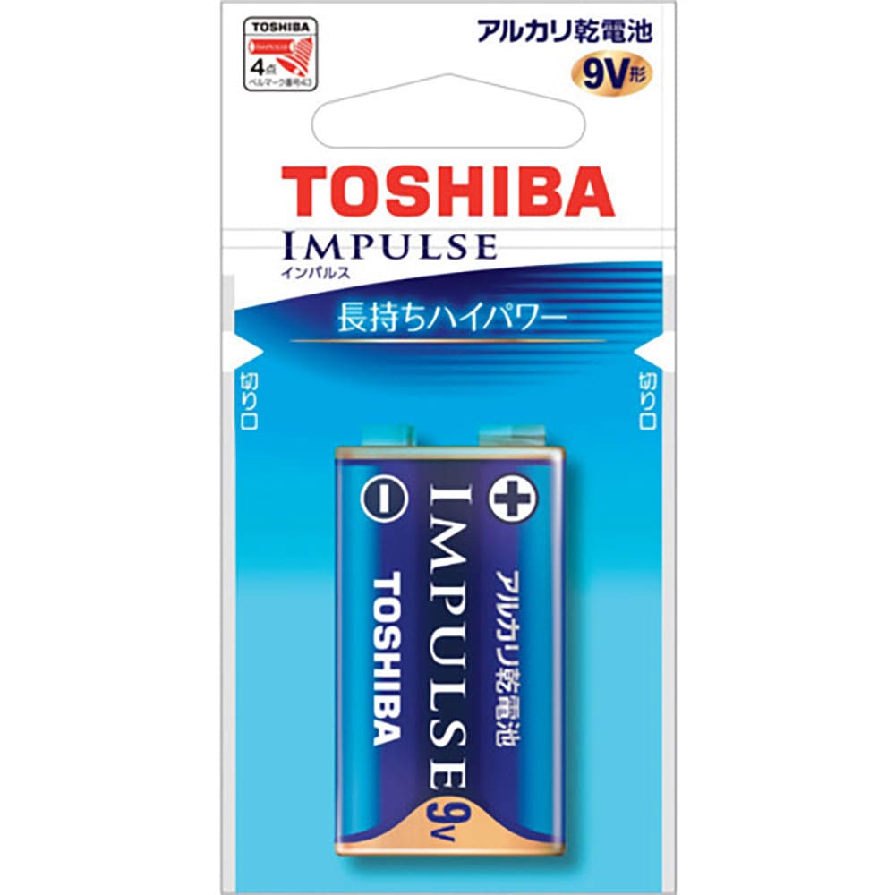 東芝　ＩＭＰＵＬＳＥ　アルカリ乾電池　９Ｖ形　６ＬＲ６１Ｈ　ＥＣ＿