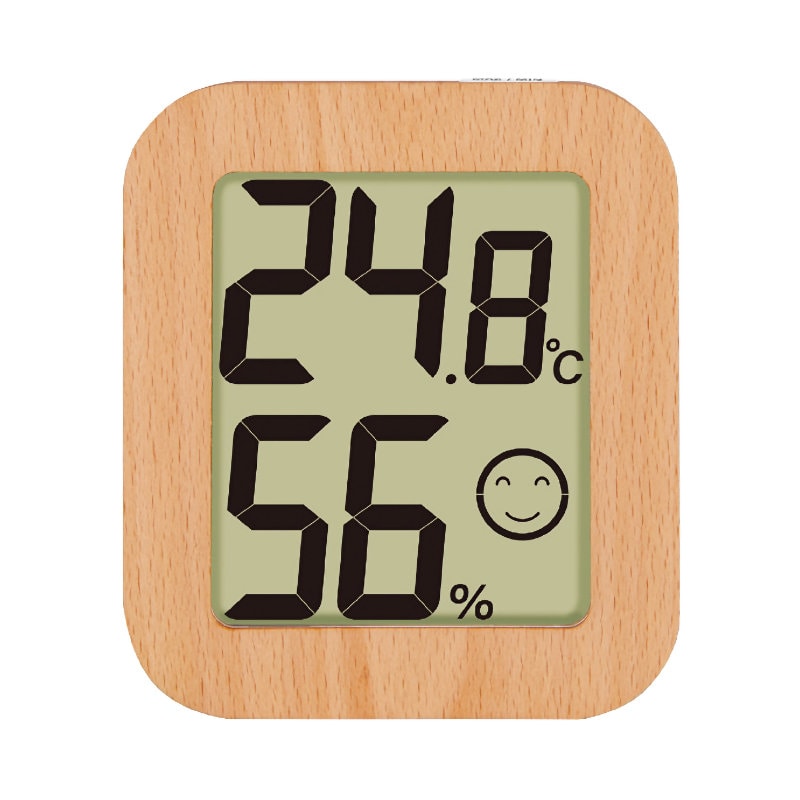 シンワ　デジタル温湿度計　環境チェッカー　木製ライトブラウン
