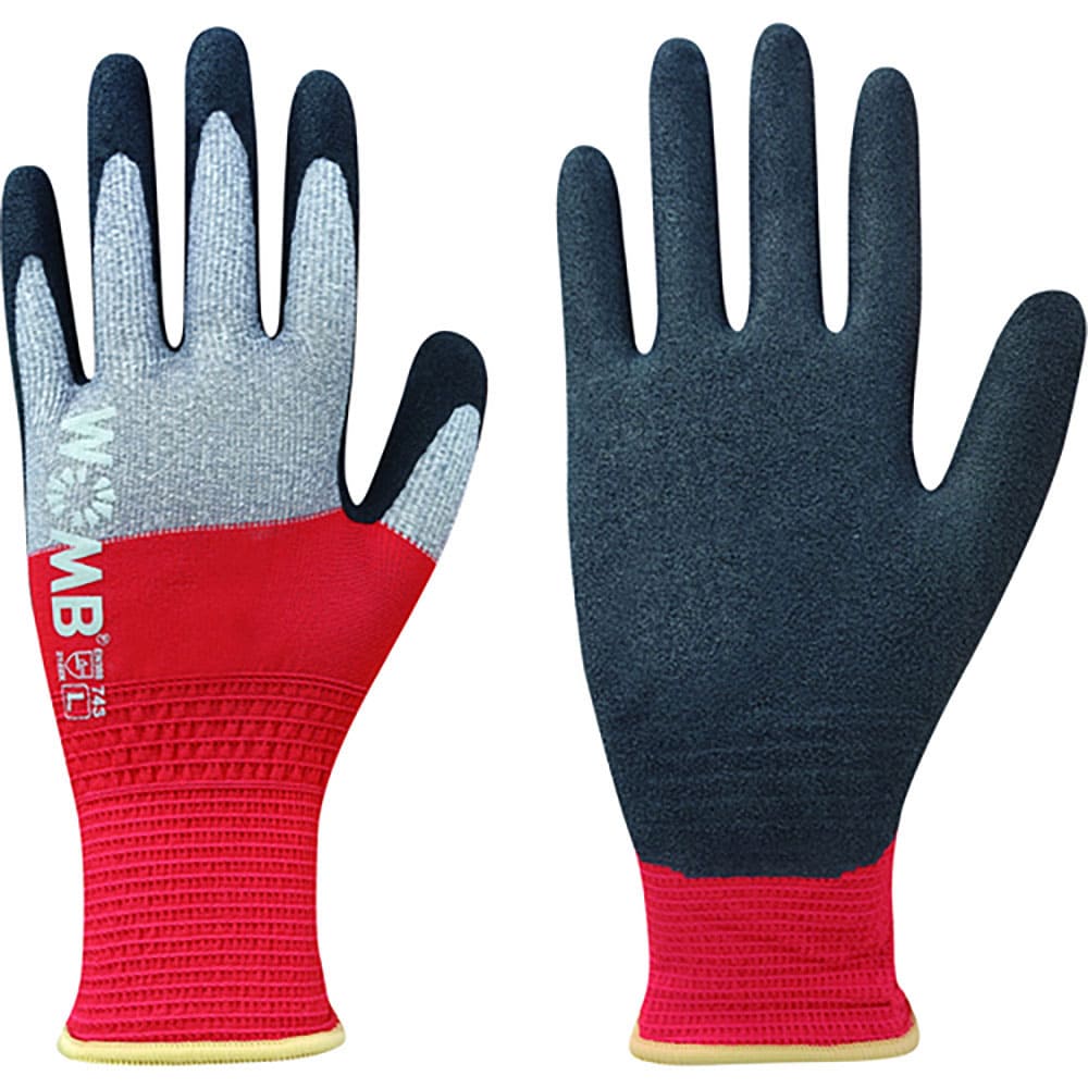 トワロン　天然ゴム背抜き手袋　ＷＯＭＢ－ＭＦ２高視認　レッド　Ｌ　７４３－Ｌ＿