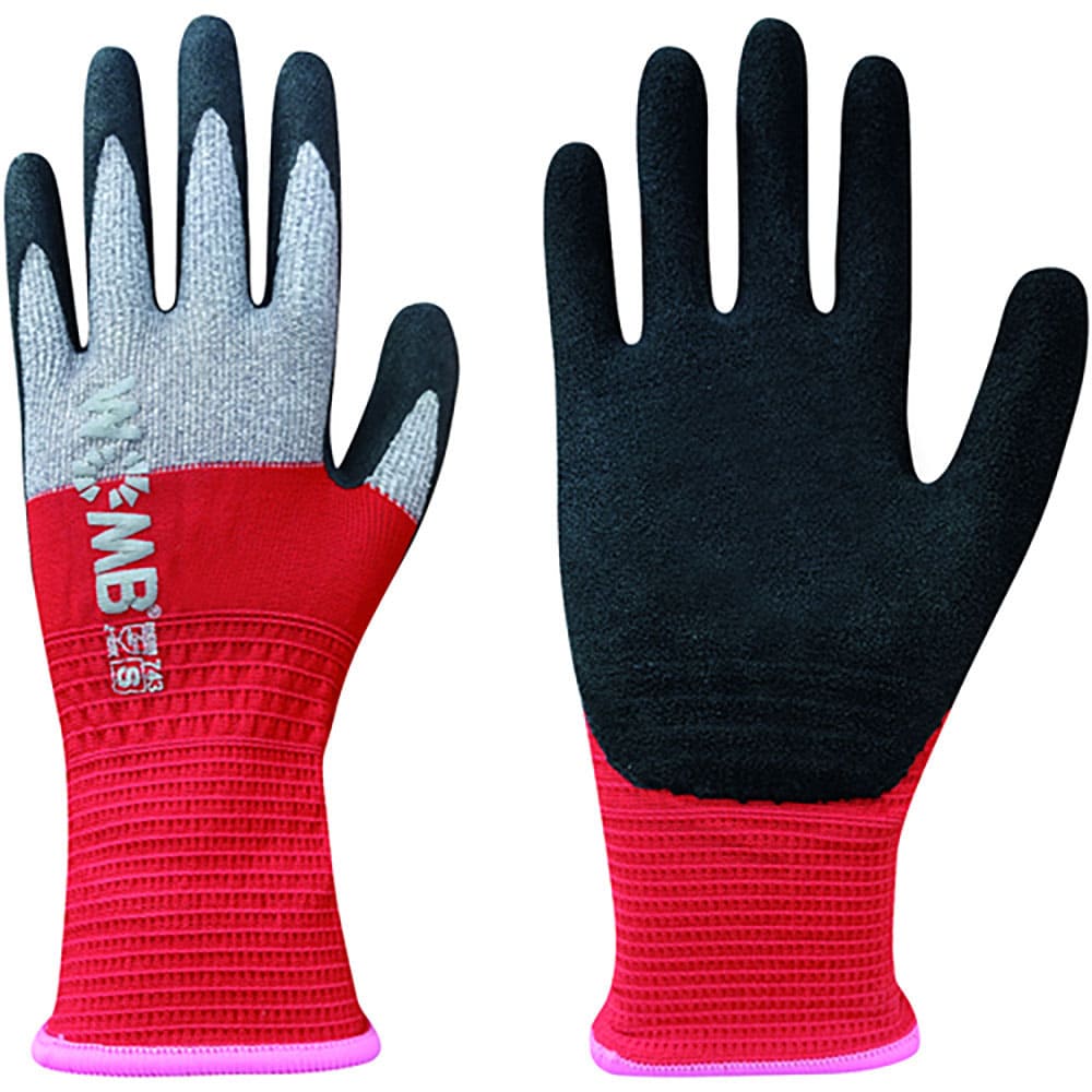 トワロン　天然ゴム背抜き手袋　ＷＯＭＢ－ＭＦ２高視認　レッド　Ｓ　７４３－Ｓ＿