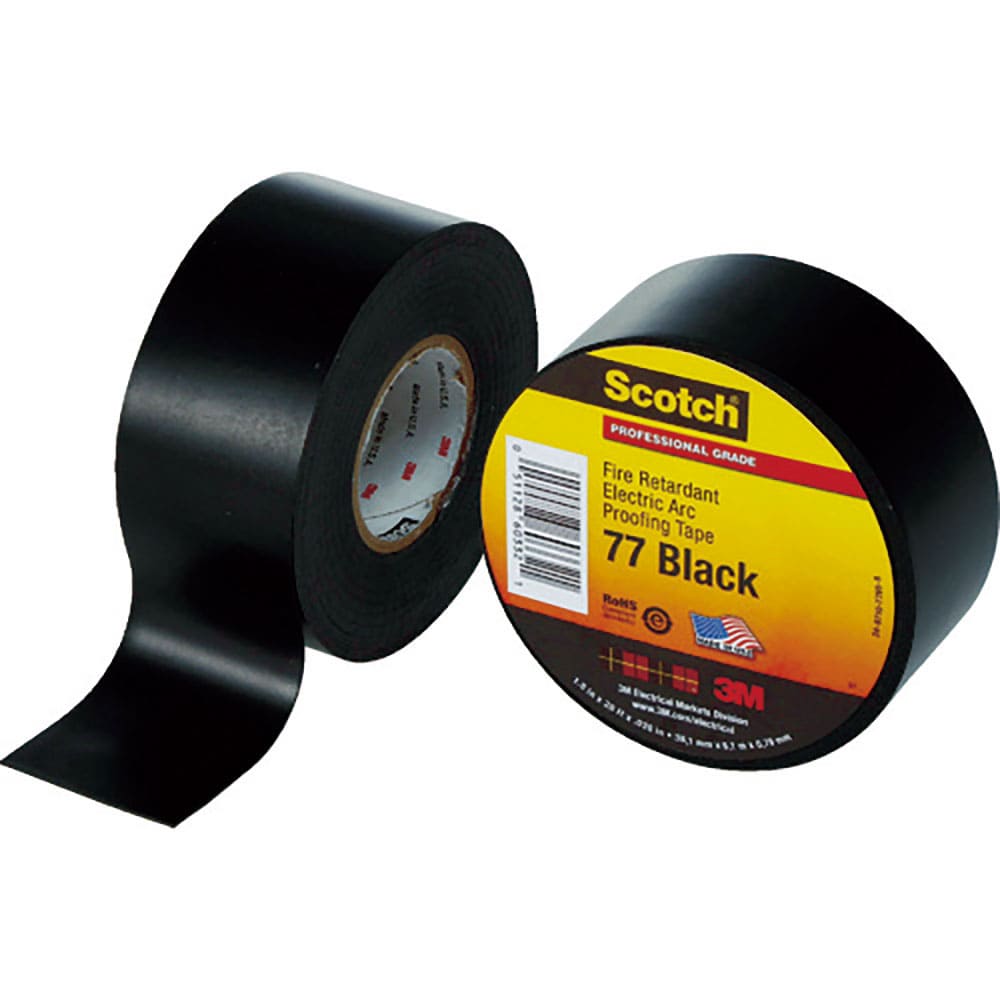 ３Ｍ　ビニールテープ　スコッチ　耐炎・耐アークテープ７７　３８ｍｍ×６ｍ　黒　７７　１－１／２＿