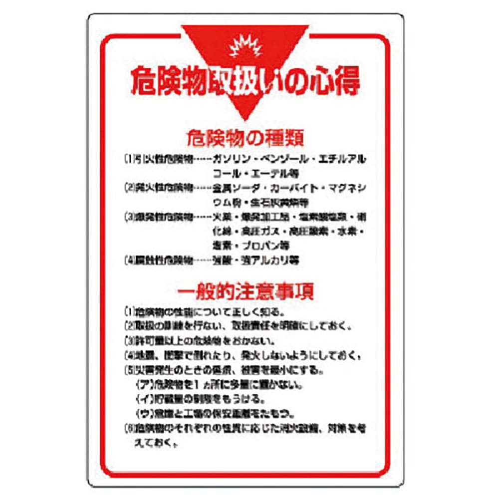 ユニット　管理表示板　危険物取扱いの心得・エコユニボード・９００Ｘ６００　８０８－４１＿