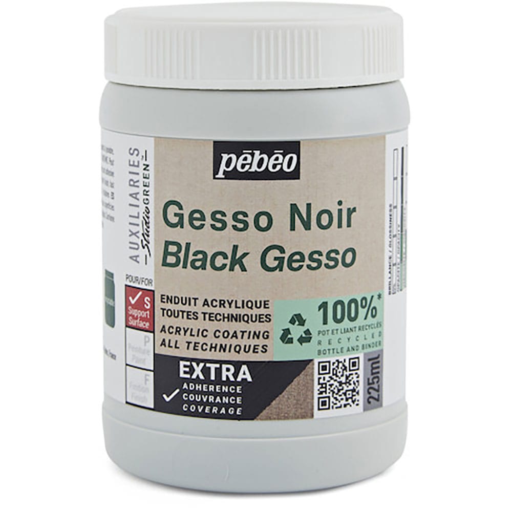 Ｐｅｂｅｏ　スチューディオ　グリーン　アクリリック　ブラックジェッソ　２２５ｍｌ　８１８６２３＿