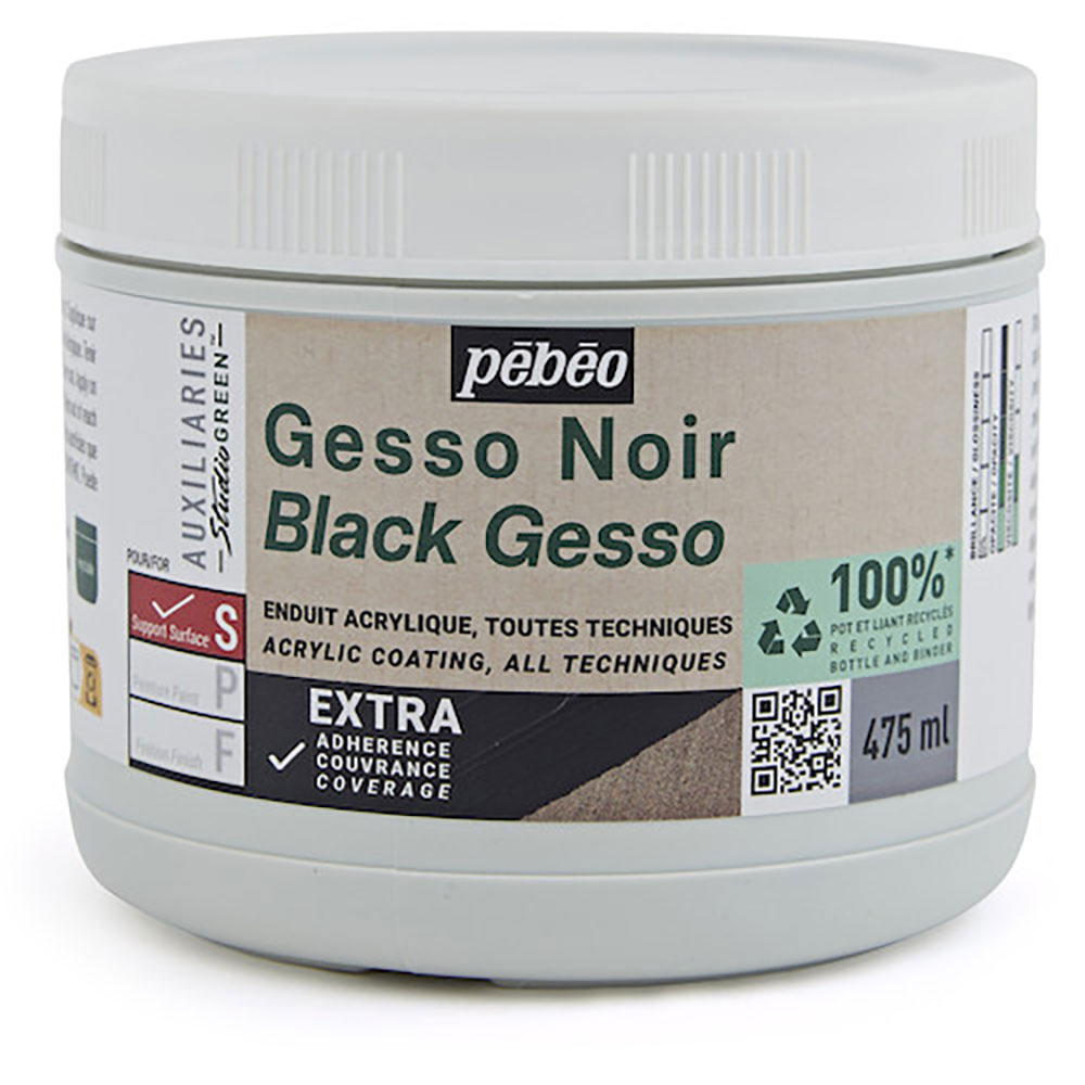 Ｐｅｂｅｏ　スチューディオ　グリーン　アクリリック　ブラックジェッソ　４７５ｍｌ　８１８６２５＿
