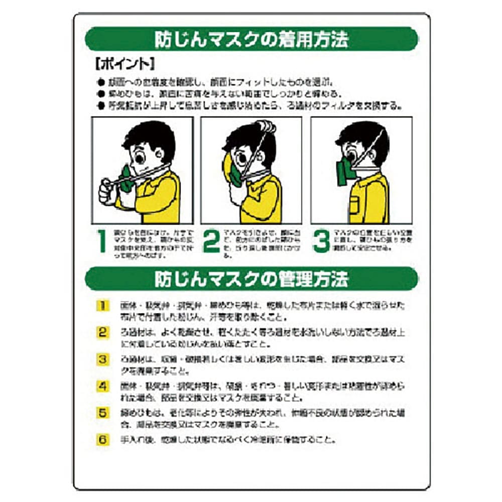 ユニット　粉じん障害防止標識　防じんマスク・エコユニボード・６００Ｘ４５０　８２０－２６＿