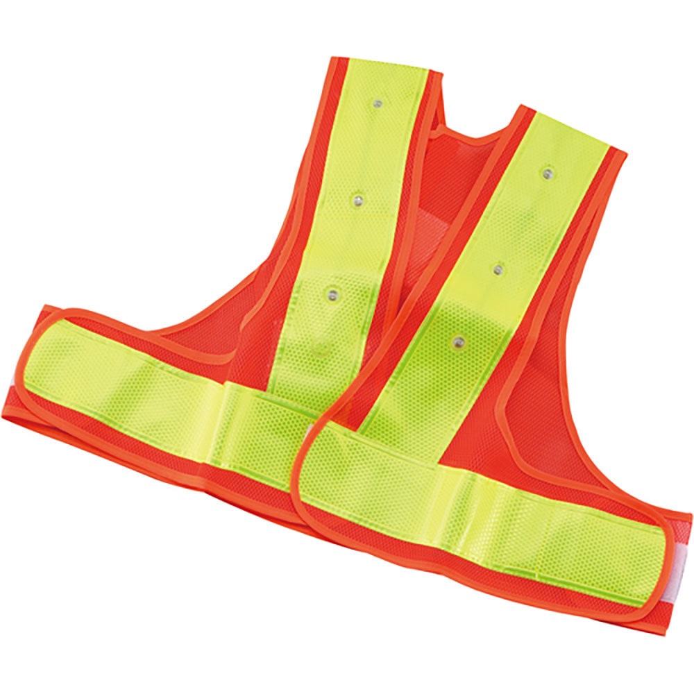 ミツトモ　ＬＥＤショート反射ベスト　橙×黄　ハイカプセル　電池付　８７４３０＿