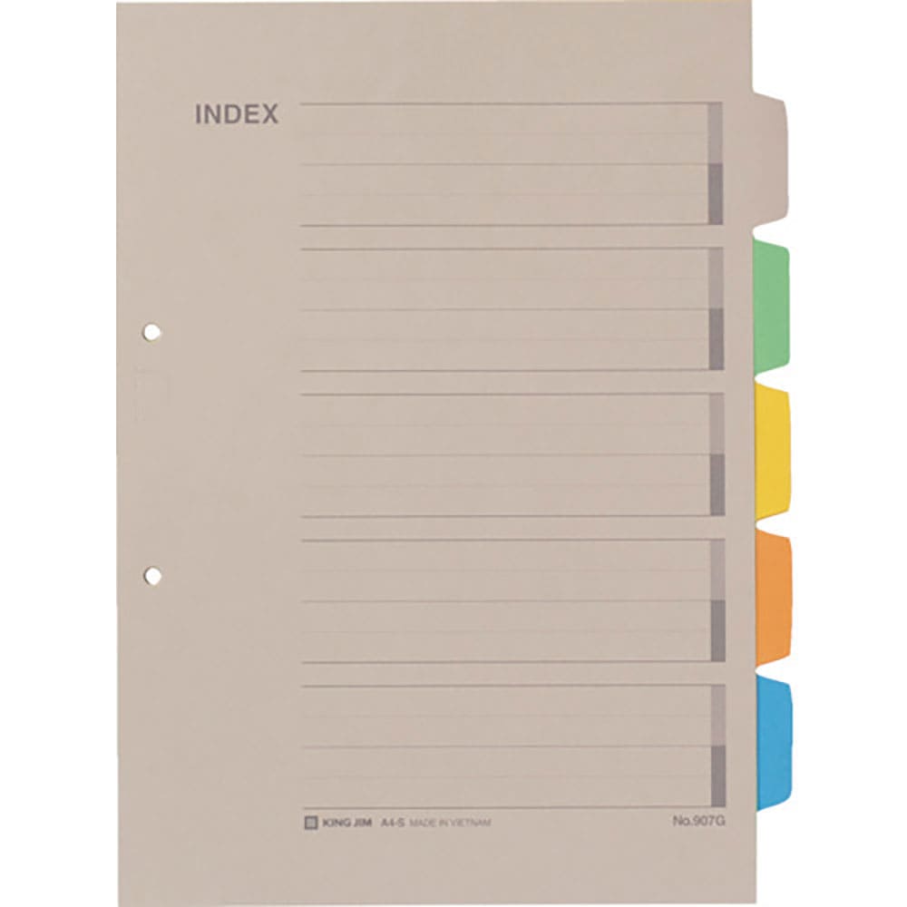 ＫＩＮＧ　ＪＩＭ　カラ－インデックス　Ａ４タテ型　５色５山６枚１組　２穴　９０７Ｇ＿