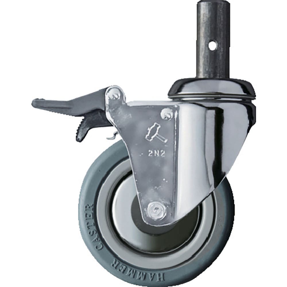 ハンマー　差込み旋回式ゴム車輪（ナイロンホイール・ボールベアリング）１００ｍｍ　トータルロック　９＿