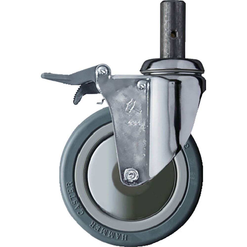 ハンマー　差込み旋回式ゴム車輪（ナイロンホイール・ボールベアリング）１２５ｍｍ　トータルロック　９＿