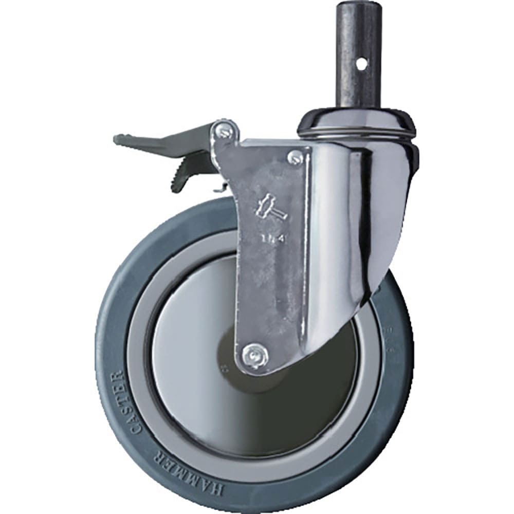 ハンマー　差込み旋回式ゴム車輪（ナイロンホイール・ボールベアリング）１５０ｍｍ　トータルロック　９＿