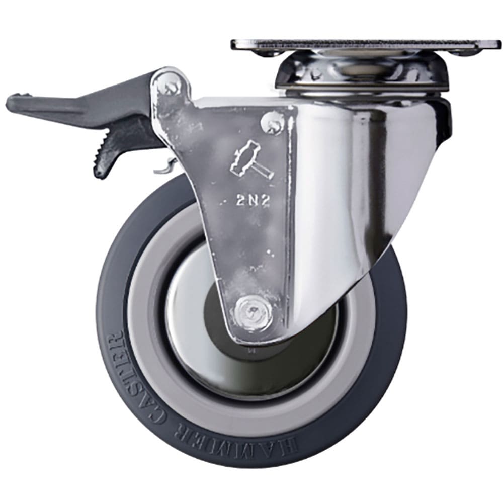 ハンマー　プレート式キャスター　プレート式キャスター　自在（ストッパー付・トータルロック）　車輪径＿