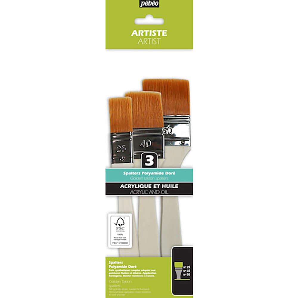 Ｐｅｂｅｏ　化繊刷毛　３本セット（２５／４０／５０ｍｍ）ＦＳＣ認証軸　９５２５０２＿