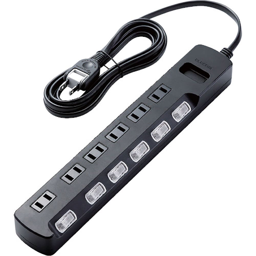 ＥＬＥＣＯＭ　ＴＶ用ほこり防止シャッター付雷ガードタップ　６個口　２．５ｍ　ブラック　ＡＶＴ－Ｋ６＿