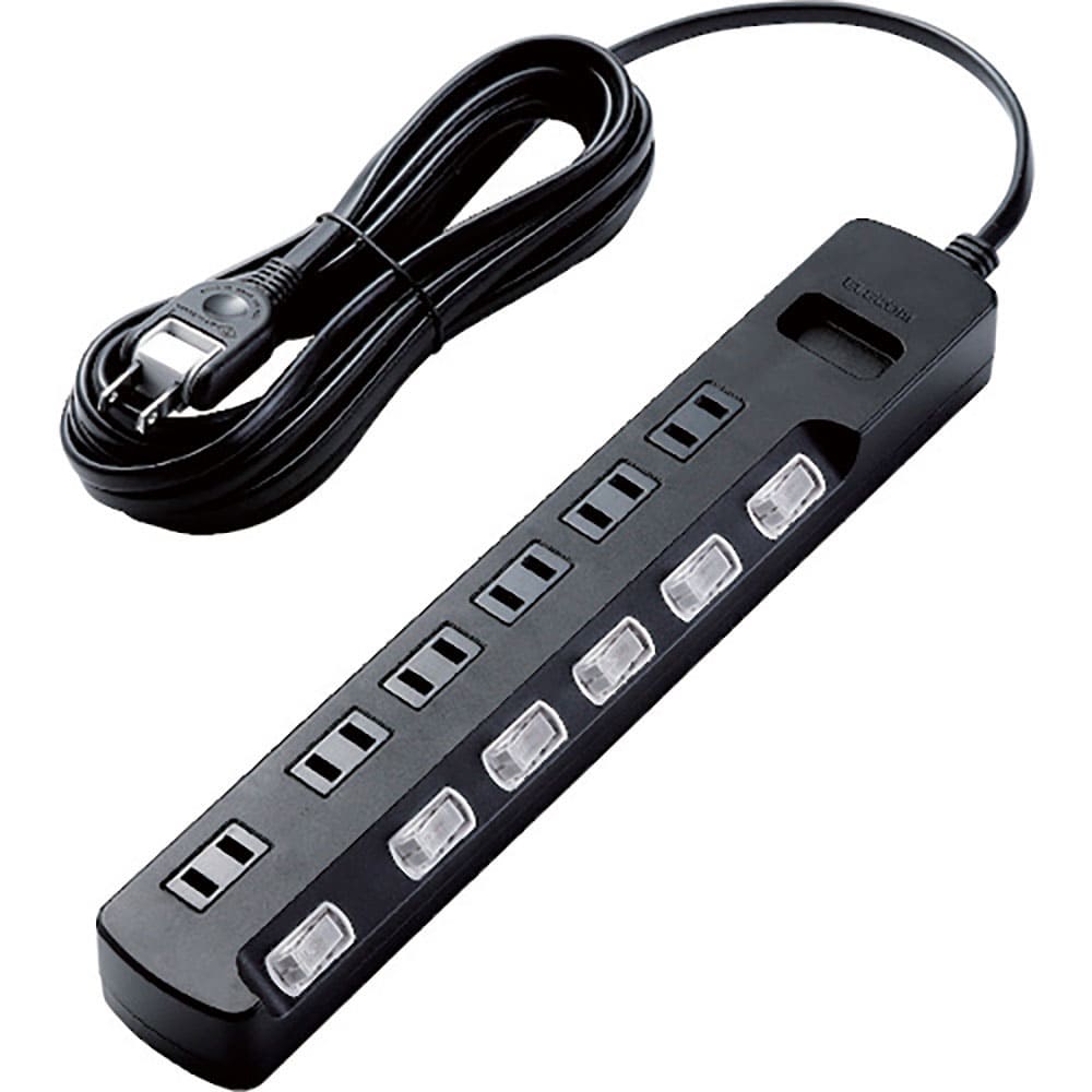 ＥＬＥＣＯＭ　ＴＶ用ほこり防止シャッター付雷ガードタップ　６個口　５ｍ　ブラック　ＡＶＴ－Ｋ６Ａ－＿