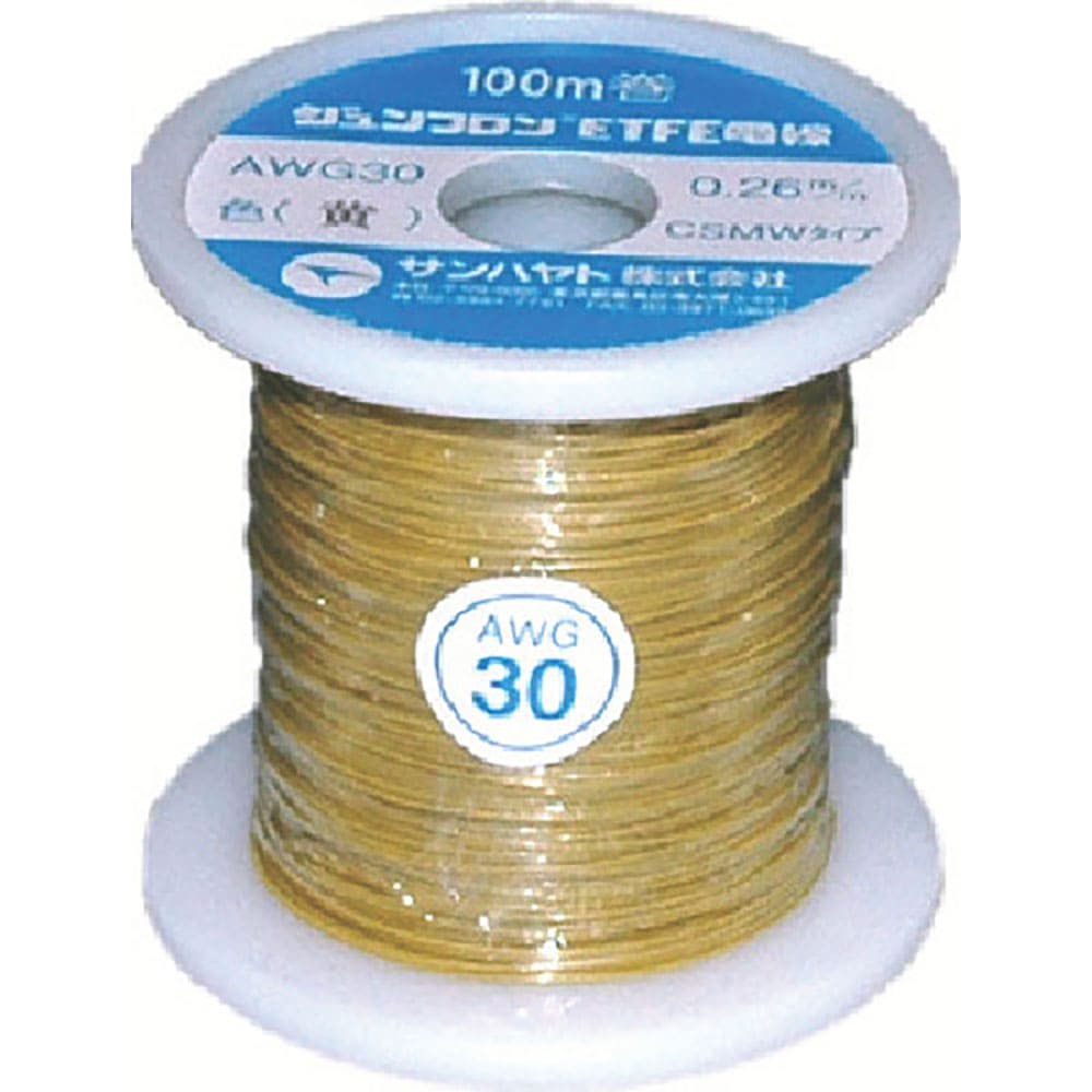サンハヤト　ジュンフロンＥＴＦＥ電線１００Ｍ黄色　ＡＷＧ３０－１００Ｍ－ＹＥＬＬＯＷ＿