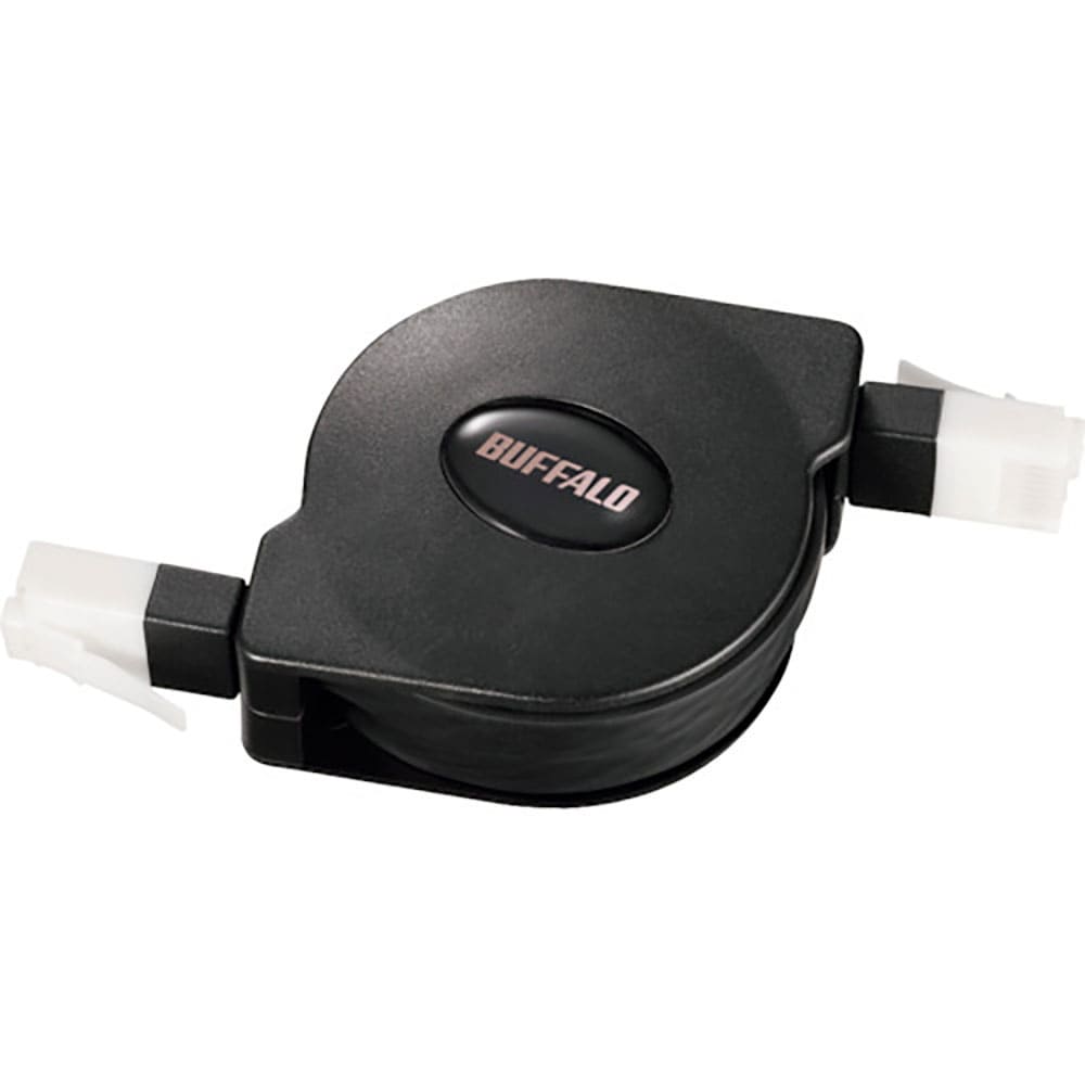 ＢＵＦＦＡＬＯ　ツメの折れないＣａｔ６　ＬＡＮケーブル　巻取式　１．５ｍ　ブラック　ＢＬ６ＴＭ１５＿