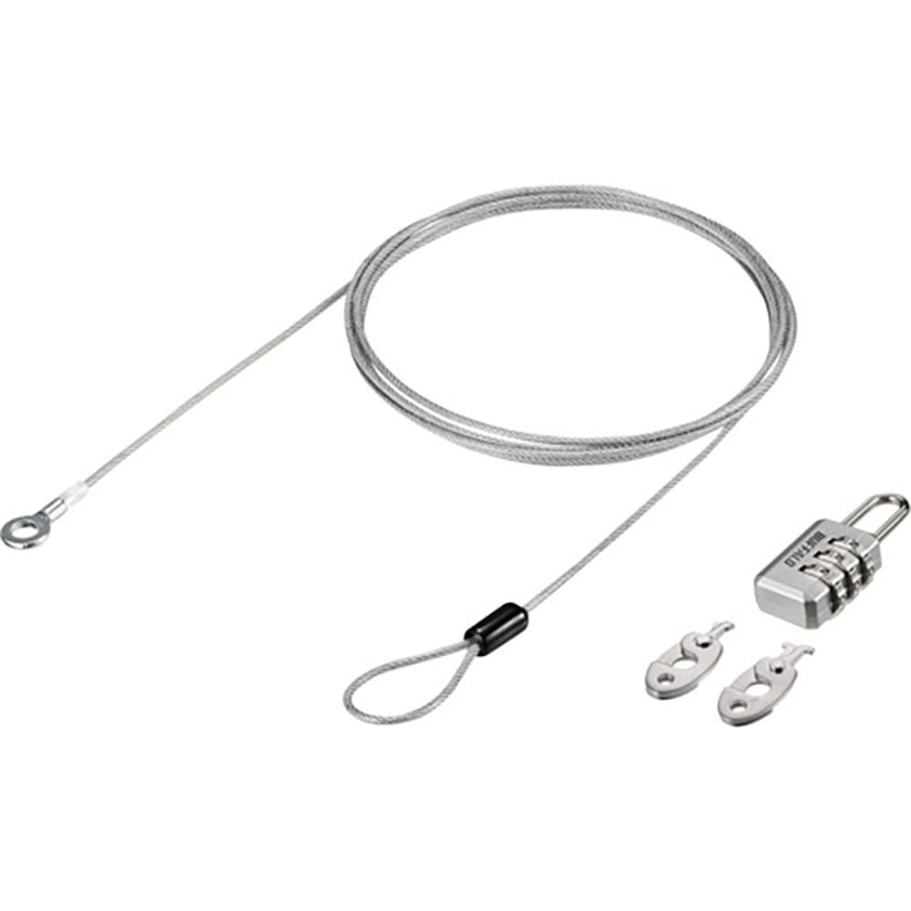 ＢＵＦＦＡＬＯ　３桁ダイヤル式南京錠＋ワイヤー付＋３種キー　ＢＬＤＮ３Ｗ３＿