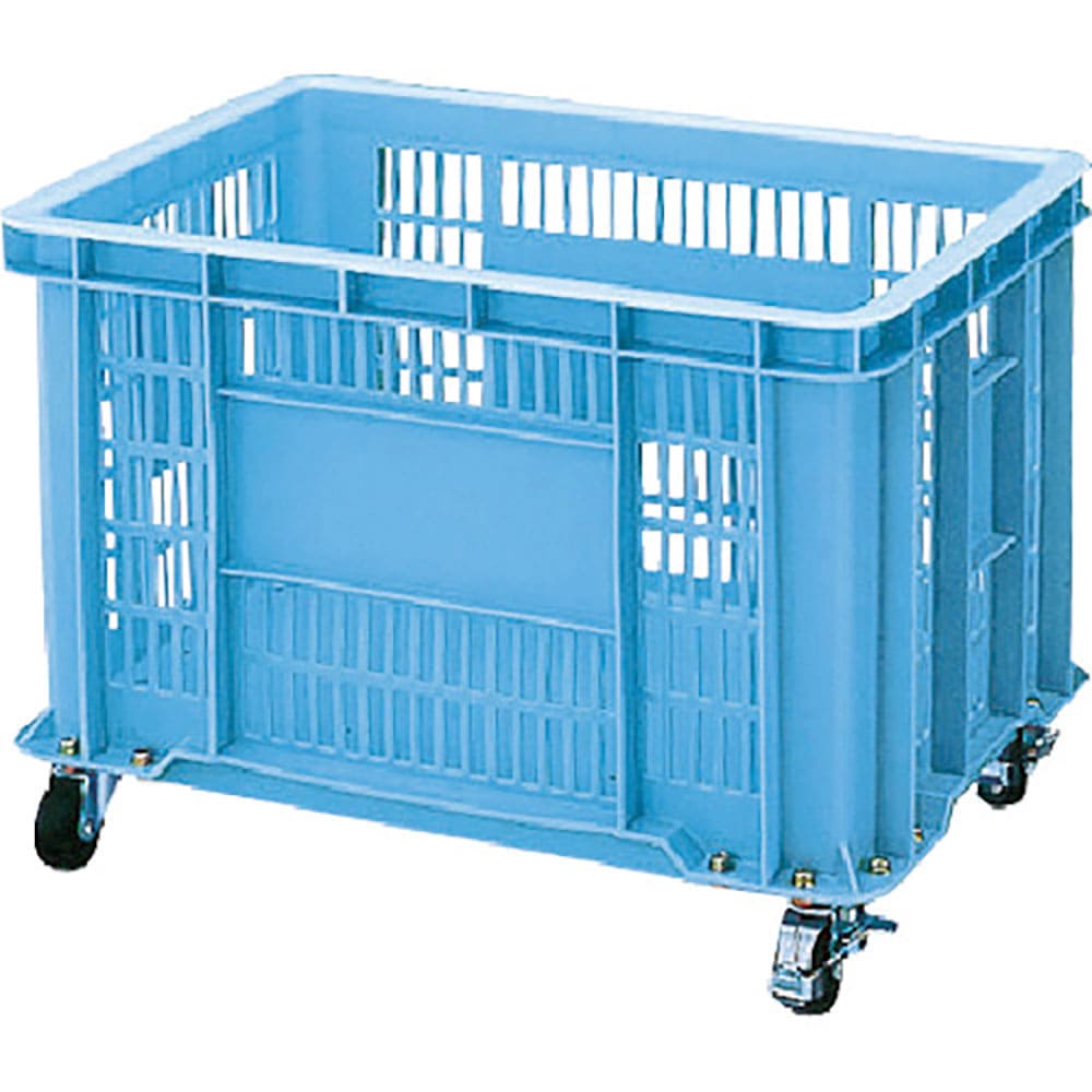 積水　ＢＳ型メッシュコンテナ　ＢＳ－１００キャスター付自在４ケ内２ケストッパ　青　ＢＳ－１００Ｋ　＿