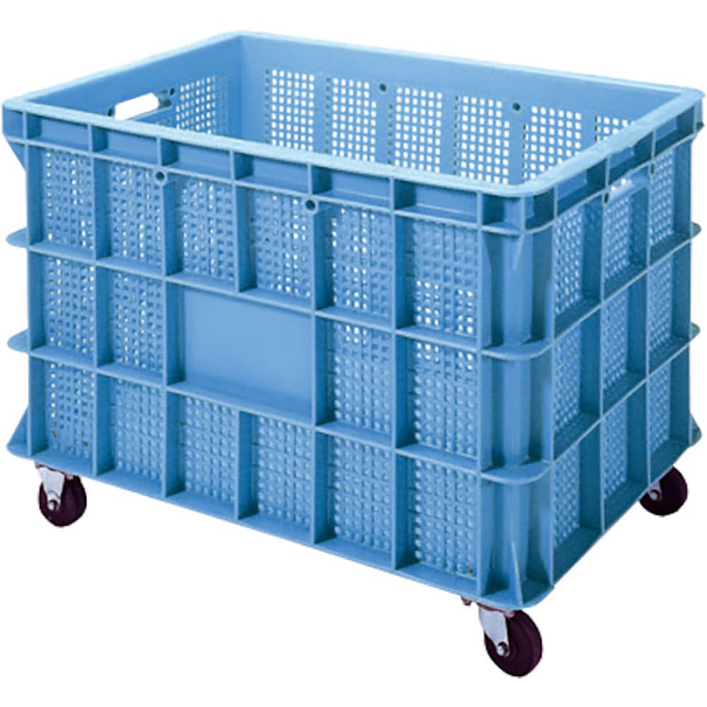 積水　ＢＳ型メッシュコンテナ　ＢＳ－２００　キャスター付（自在２ケ固定２ケ）　青　ＢＳ－２００Ｋ　＿