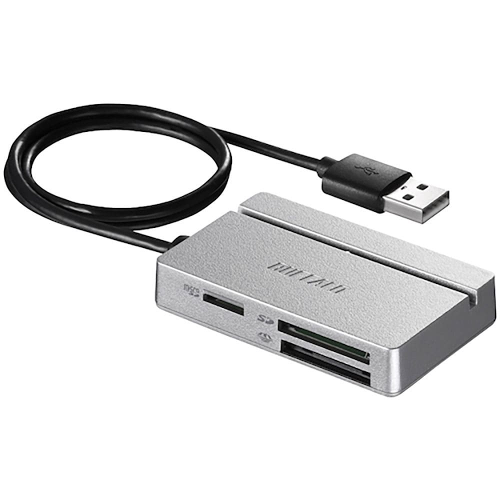 ＢＵＦＦＡＬＯ　ＵＳＢ２．０　マルチカードリーダー／ライター　スタンダードモデル　シルバー　ＢＳＣ＿