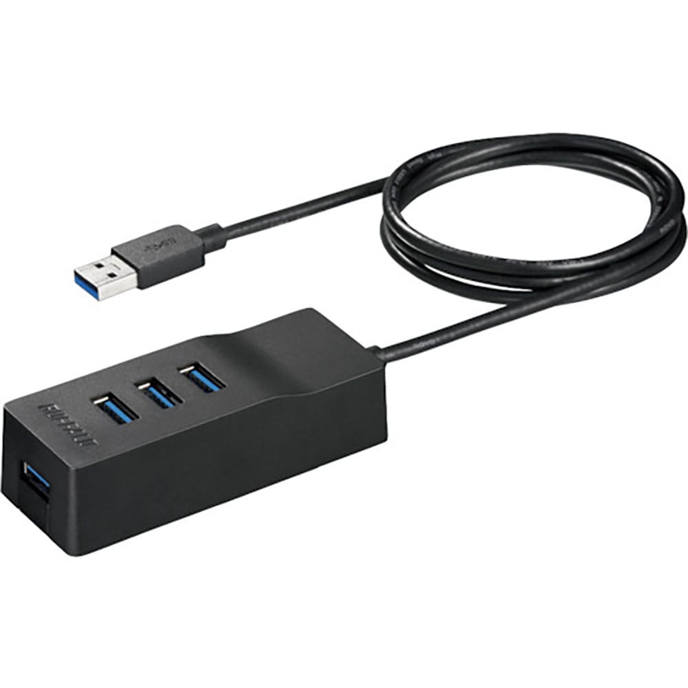 ＢＵＦＦＡＬＯ　ＵＳＢ３．０　上挿し　４ポートセルフパワーハブ　ブラック　ＢＳＨ４Ａ１１０Ｕ３ＢＫ＿