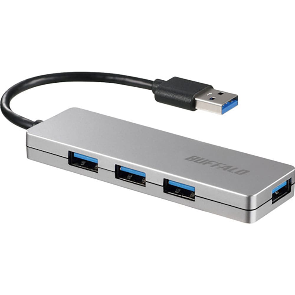 ＢＵＦＦＡＬＯ　ＵＳＢ３．０　４ポート　バスパワーハブ　シルバー　ＢＳＨ４Ｕ１２０Ｕ３ＳＶ＿