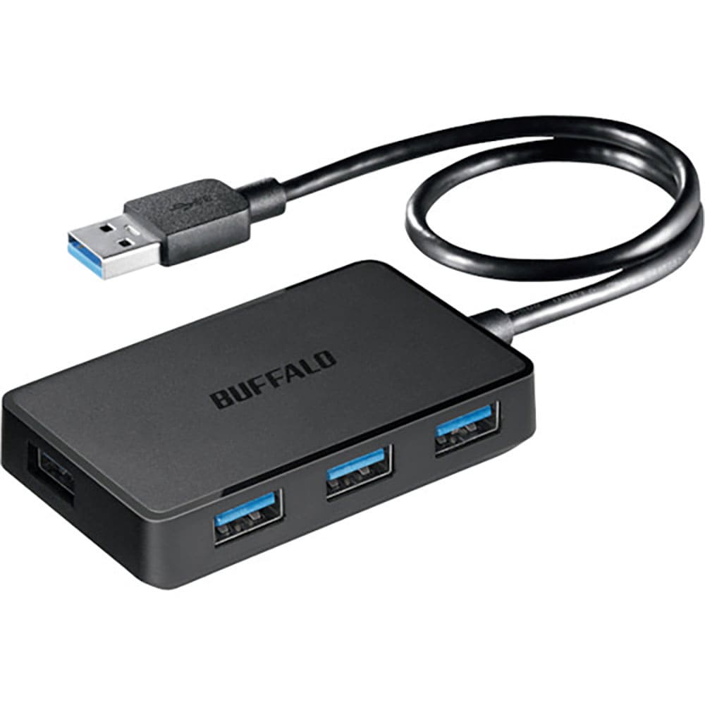 ＢＵＦＦＡＬＯ　ＵＳＢ３．０バスパワーハブ　４ポートタイプ　マグネット付き　ブラック　ＢＳＨ４Ｕ３＿