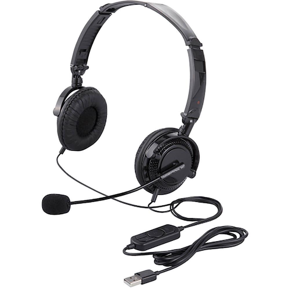 ＢＵＦＦＡＬＯ　両耳ヘッドバンド式ヘッドセット　ＵＳＢ接続／折りたたみタイプ　ＢＳＨＳＵＨ１３ＢＫ＿