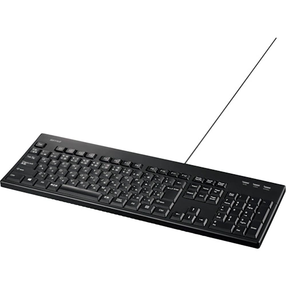 ＢＵＦＦＡＬＯ　有線フルキーボード　防水防塵抗菌仕様　ブラック　ＢＳＫＢＵ５２０ＢＫ＿