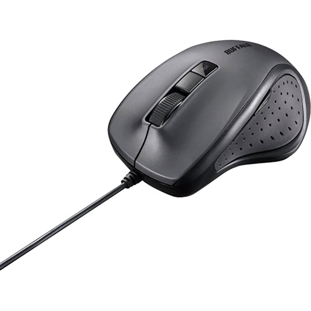 ＢＵＦＦＡＬＯ　有線ＢｌｕｅＬＥＤ光学式マウス　静音／５ボタン／ＤＰＩ切り替えボタン　ブラック　Ｂ＿