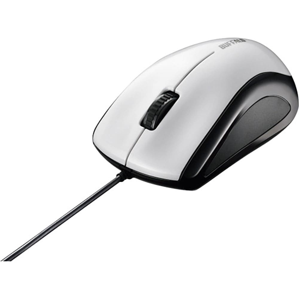 ＢＵＦＦＡＬＯ　有線レーザー式マウス　静音／３ボタン　ホワイト　ＢＳＭＬＵ１００ＷＨ＿