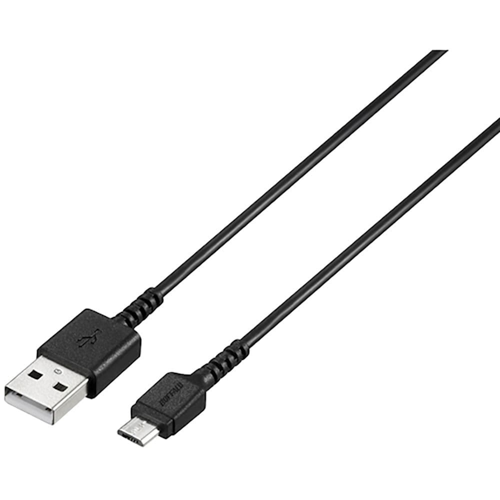 ＢＵＦＦＡＬＯ　ＵＳＢ２．０ケーブル（Ｔｙｐｅ－Ａ　ｔｏ　ｍｉｃｒｏＢ）　スリム　１．０ｍ　ブラッ＿