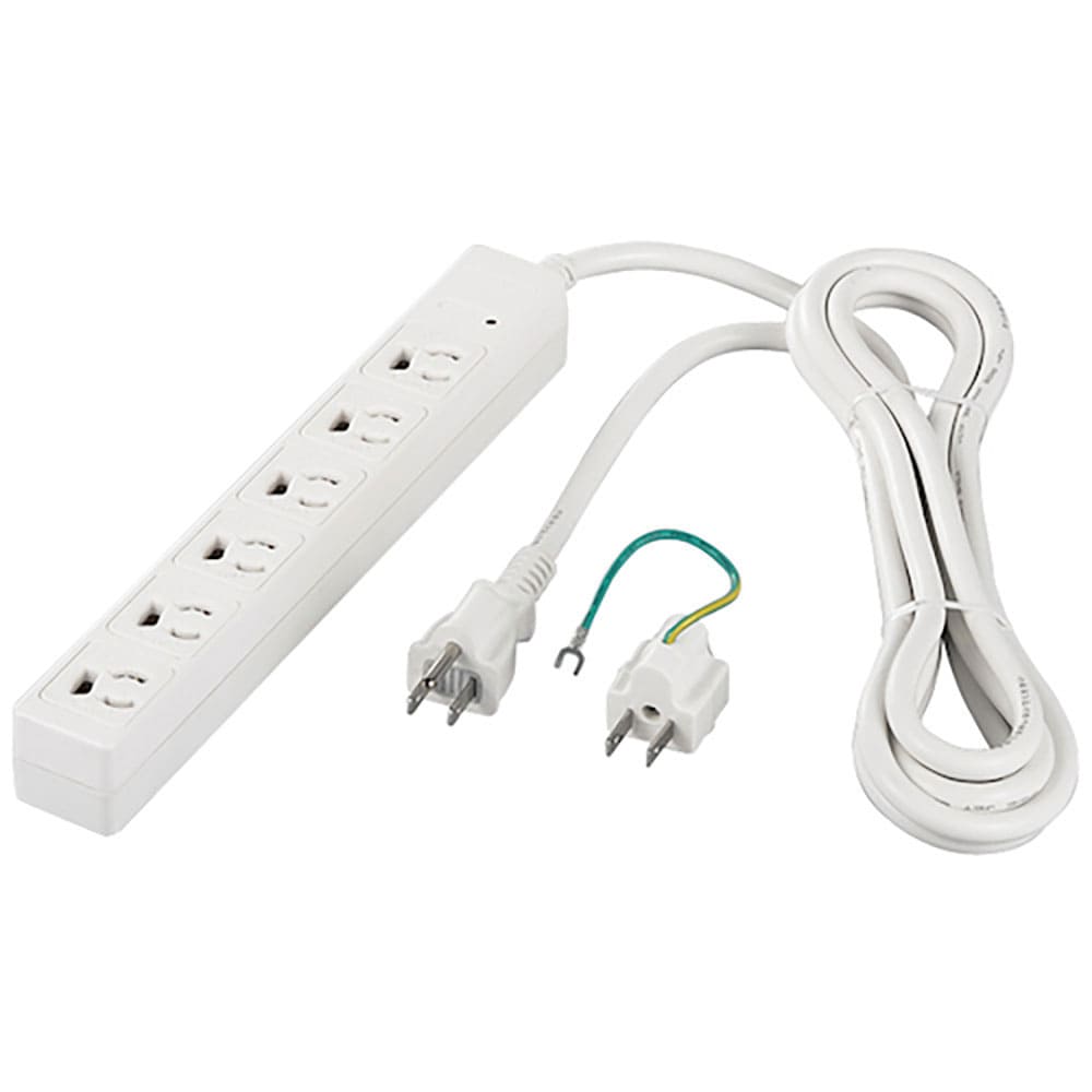 ＢＵＦＦＡＬＯ　ＲｏＨＳ対応　３ピン式電源タップ　６個口タイプ　マグネット付　３ｍ　ホワイト　ＢＳ＿