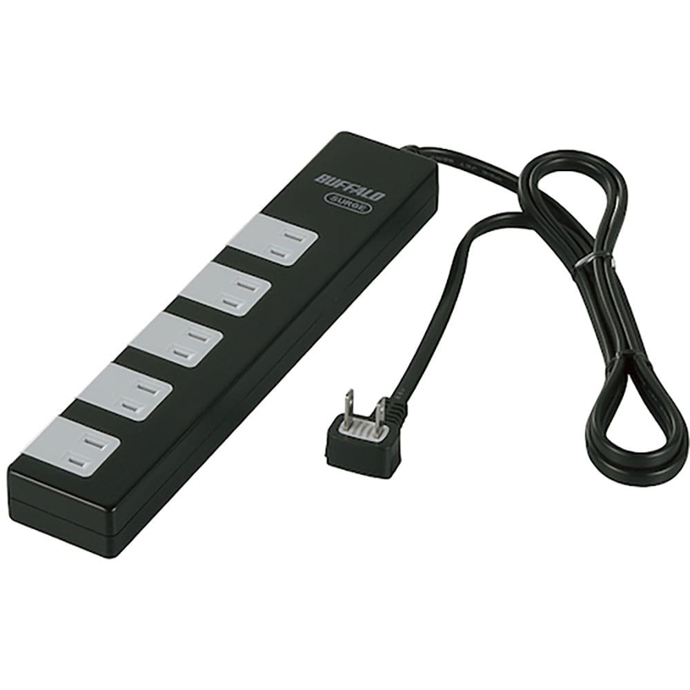ＢＵＦＦＡＬＯ　２ピン式電源タップ　１０個口タイプ　雷サージ防止／集中スイッチ付　１．５ｍ　ブラッ＿