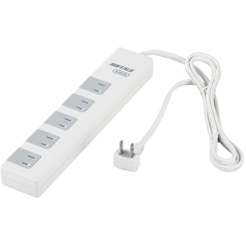 ＢＵＦＦＡＬＯ　２ピン式電源タップ　１０個口タイプ　雷サージ防止／集中スイッチ付　１．５ｍ　ホワイ＿