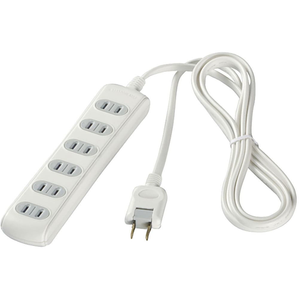ＢＵＦＦＡＬＯ　２ピン式電源タップ　６個口タイプ　シャッター付　２ｍ　ホワイト　ＢＳＴＡＰＳＨ２６＿