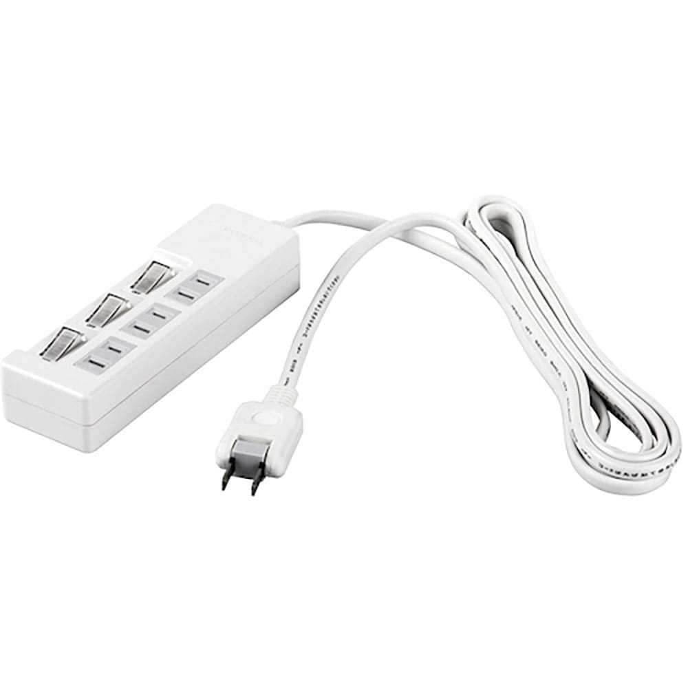 ＢＵＦＦＡＬＯ　２ピン式電源タップ　３個口タイプ　雷サージ防止／個別スイッチ付　５ｍ　ホワイト　Ｂ＿